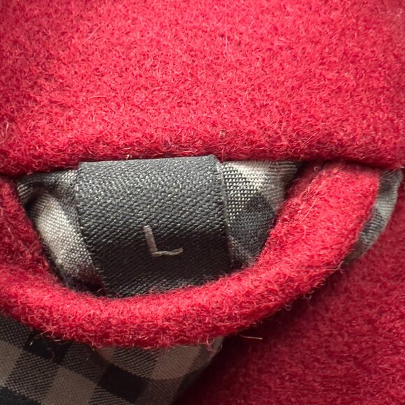Steve Madden Red Wool Blend Double-Breasted Peacoat Jacket Women’s Size L - Picture 12 of 14